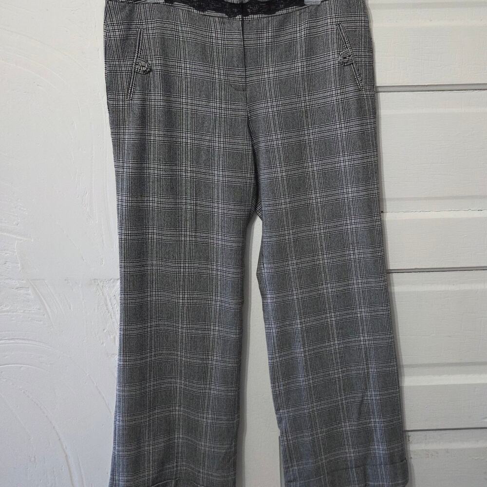 Tapemeasure by Kellie Woman's Wide Legged Black Checkered Dress Pants size 10